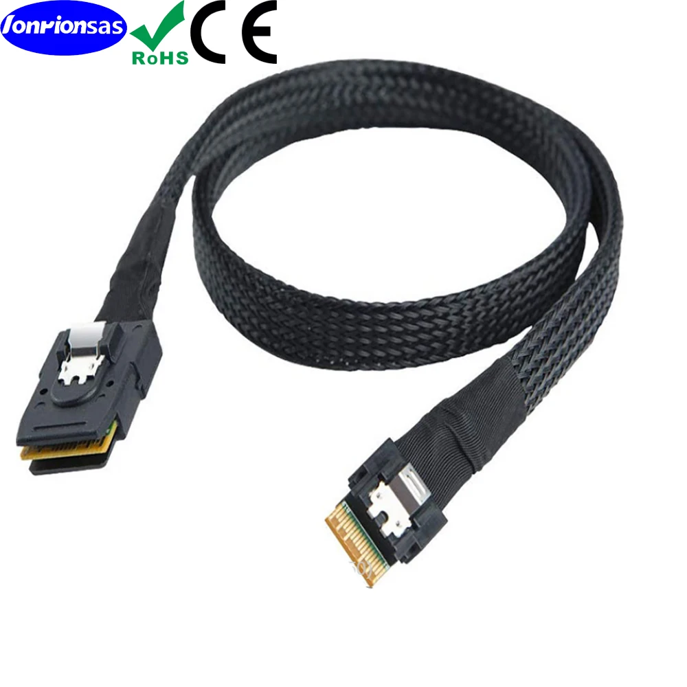 Lonrionsas # MINI SAS SFF-8087ไปยัง ultraport Slimline SAS บาง4.0 SFF-8654 4i 38P PCI-Express CABLE