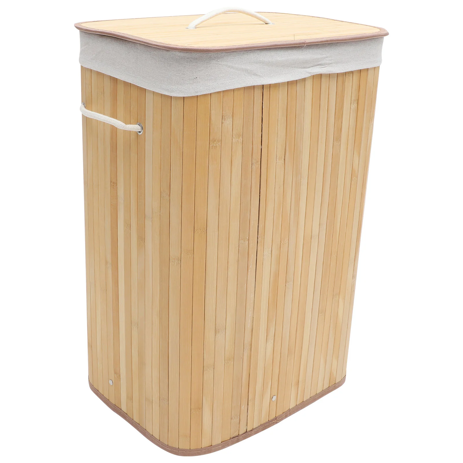 

Foldable Clothes Storage Basket Household Laundry Dirty Clothes Storage Bucket Bamboo Basket (Khaki)