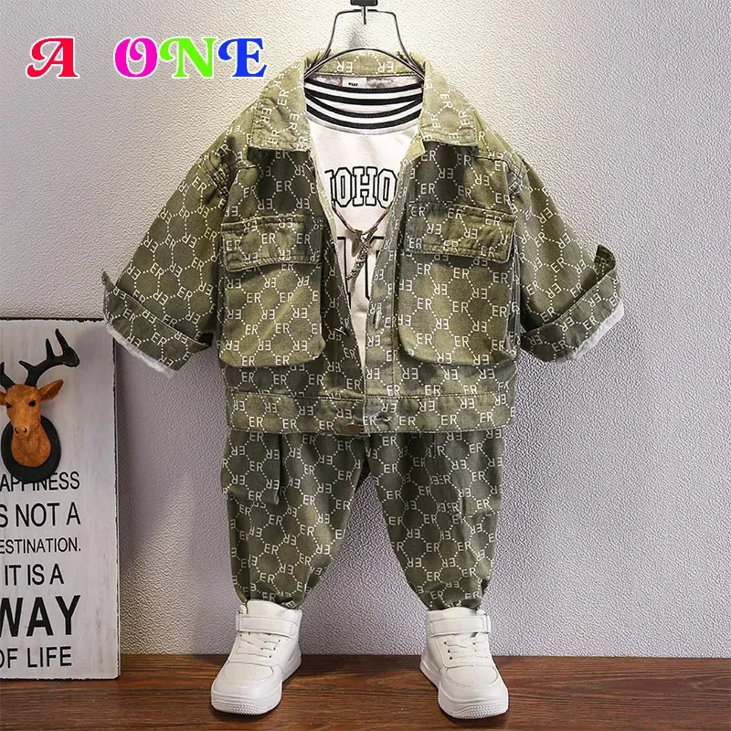 

Spring Autumn boys fashion clothes kids outfits chlidren jacket + pants 2 pcs set Net Red letter 2T to 10 Yrs