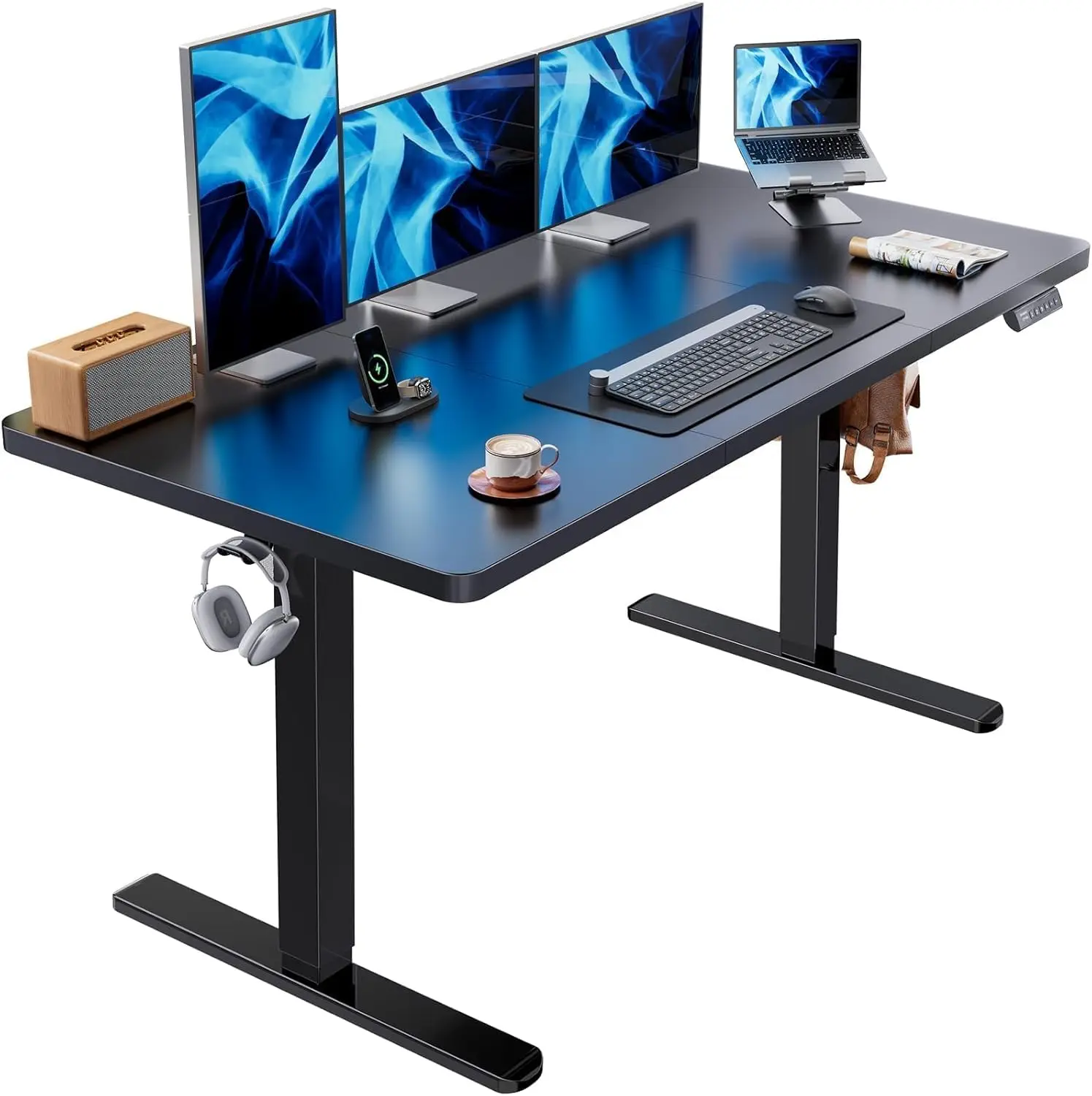 Standing Desk 25mm Desk Top Thickness, Powerful Brushless Motor Large Height Adjustable Desk, 4 Memory Preset Sit Stand Up Desk,