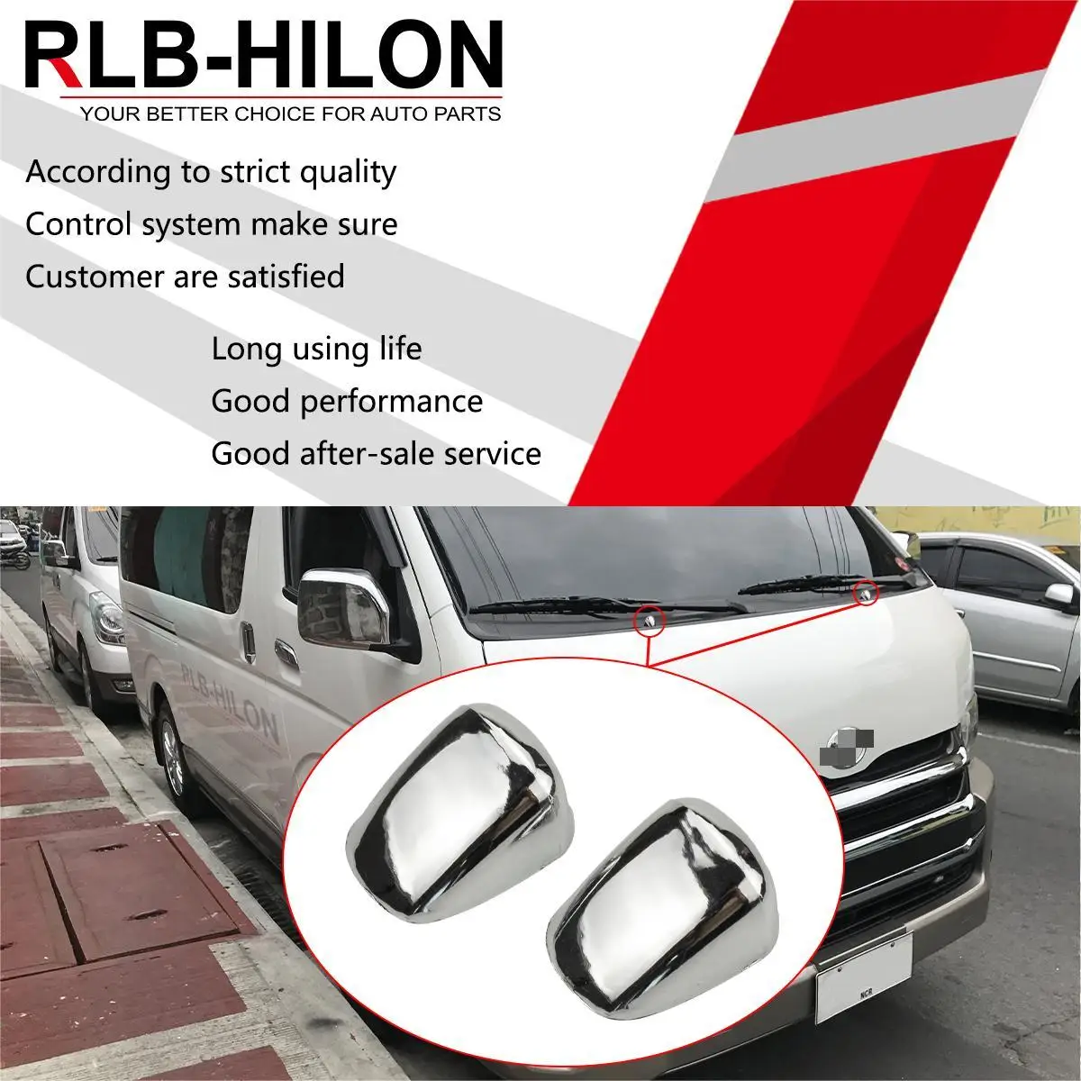 2 buah/set ABS Chrome Sprinkler kepala semprotan air Nozzle Wiper Water-jet Cover Trim untuk Toyota Hiace komuter Grandia 2005-2019