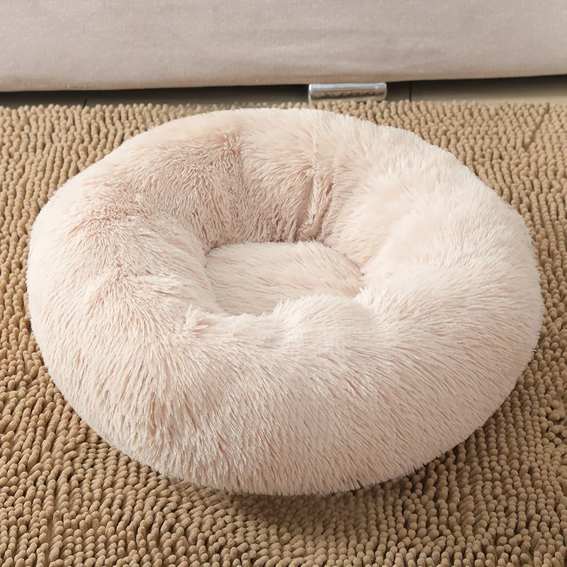 Ronde kattenbedden Huis Zacht lang pluche bed voor honden Mand Huisdierproducten Kussen Kattenbed Kattenmat Slaapbank, Geschikt voor de winter