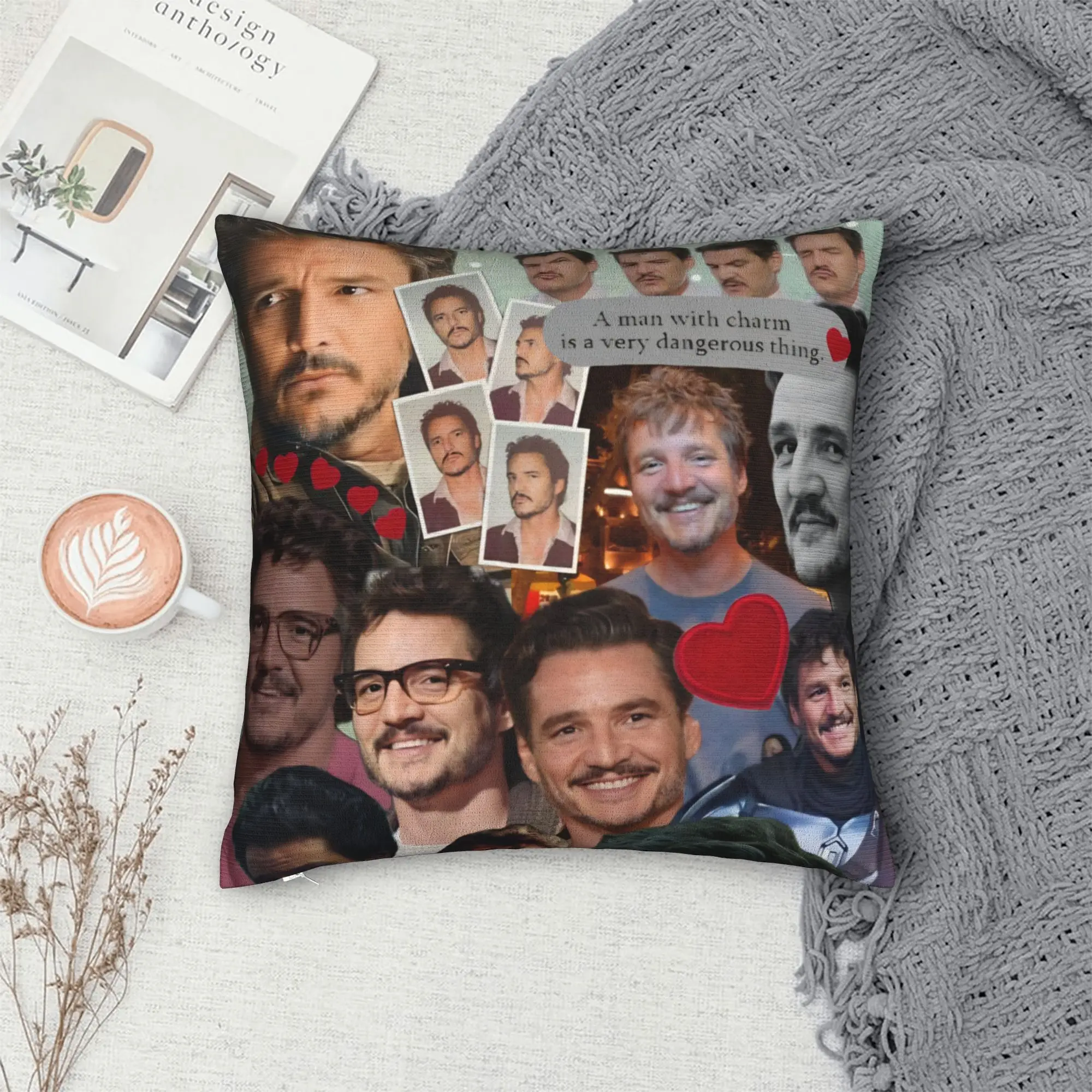 Funda de almohada 3D de José Pedro Bálmaceda Pascal, funda de cojín con estampado de actor, funda de almohada divertida para decoración del hogar, sofá y coche