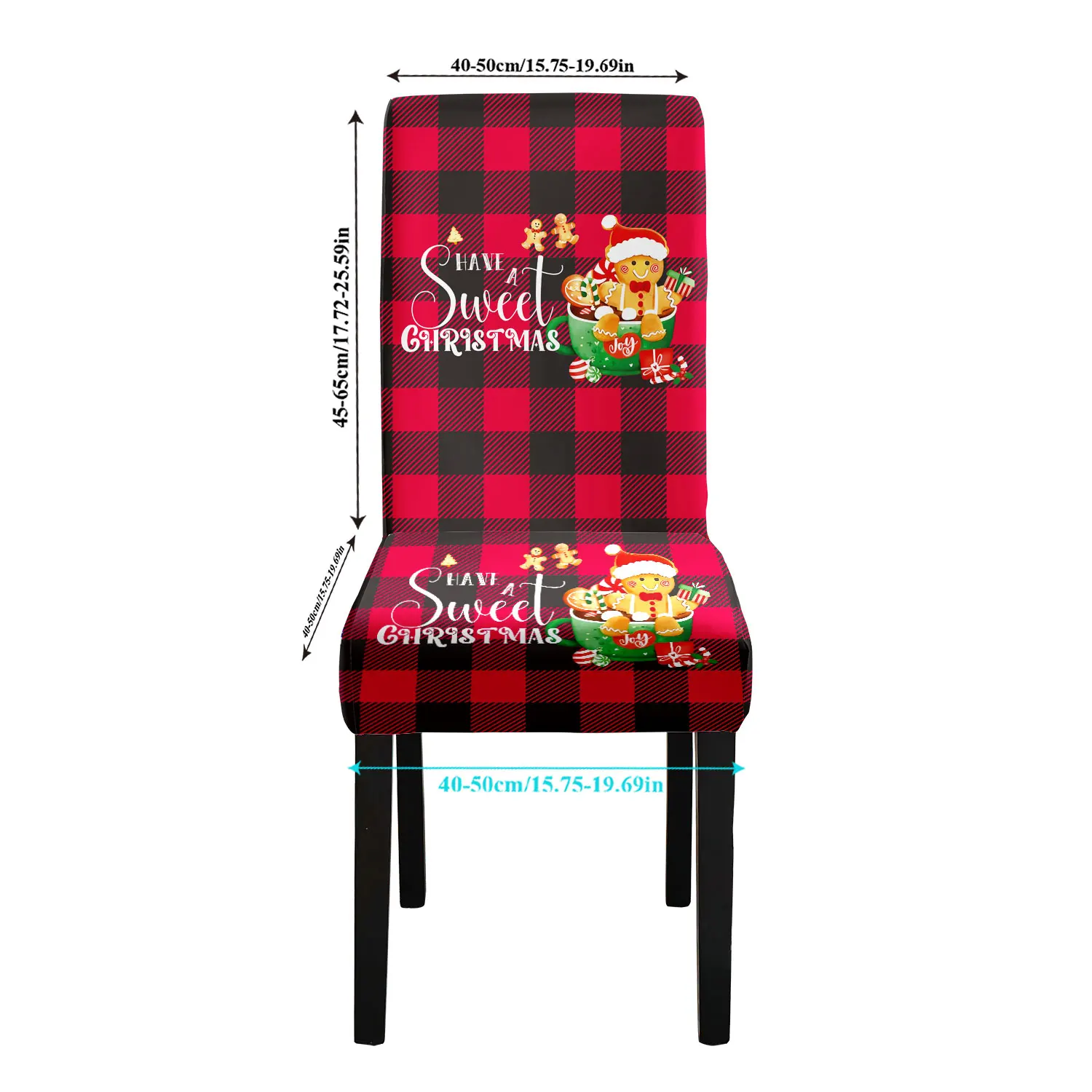 2/4/6 قطع من أغطية كراسي تناول الطعام لعيد الميلاد مصنوعة من نسيج حرير الحليب المرن، قابلة لإعادة الاستخدام وقابلة للغسل، مع طباعة رجل الزنجبيل.
