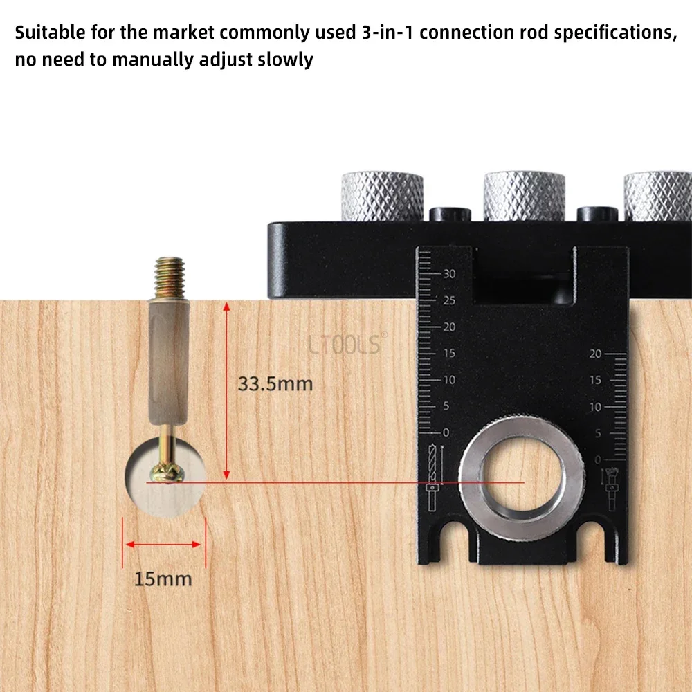 Imagem -04 - Doweling Jig Kit Guia Broca Carpintaria Bolso Hole Jig Perfuração Locator Painel de Madeira Emenda 3in mm 10 mm 15 mm Ajustável