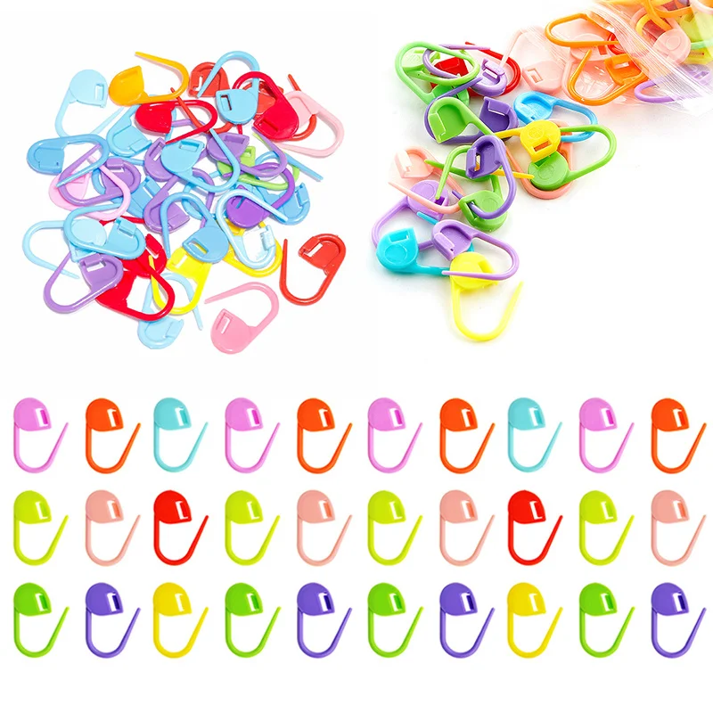 20/50/100PCS Random Color Plastic Small Mark Buckle Crochet Locking Stitch Markers Clips DIY Sewing Handcraft Tools Crafts ZYF