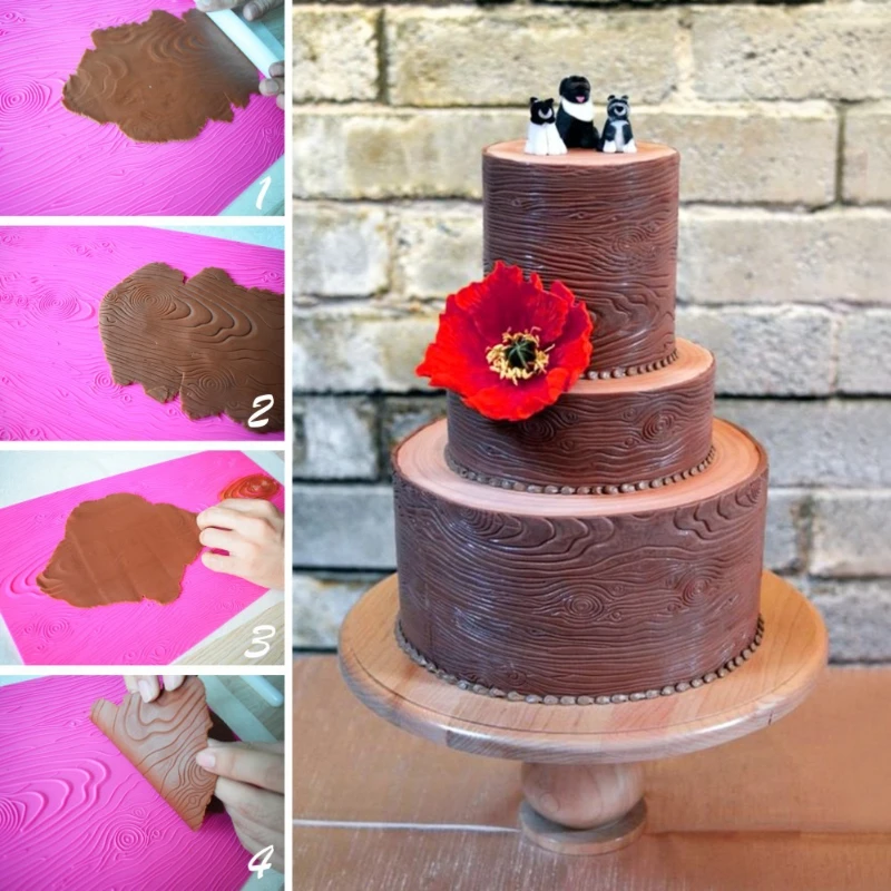 Bark Patterned Cake Decoration Mold Sugar Flipping Lace Mat Food Grade Silicone Mold DIY Baking Accessories