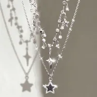New Fashion Chain Star Double Layer Necklace, Women's Personalized Trendy Daily Versatile Accessories Jewelry Gifts
