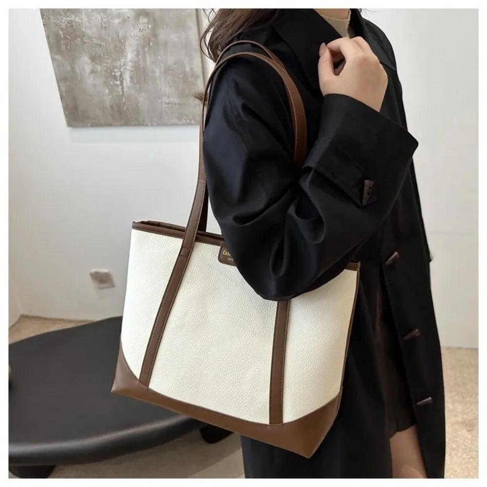 

Casual Large Capacity PU Tote Bag Handbag Korean Style Women Shoulder Bag Waterproof Portable Ladies Commute Bag Outdoor