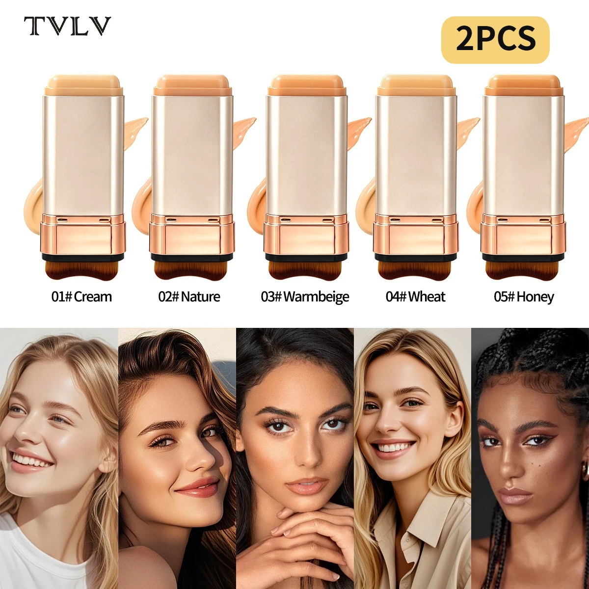 2 Pcs Set Double-End Foundation Stick,Long-Lasting Transfer-Resistant,Long-Wearing Coverage,Creates A Natural Makeup Look