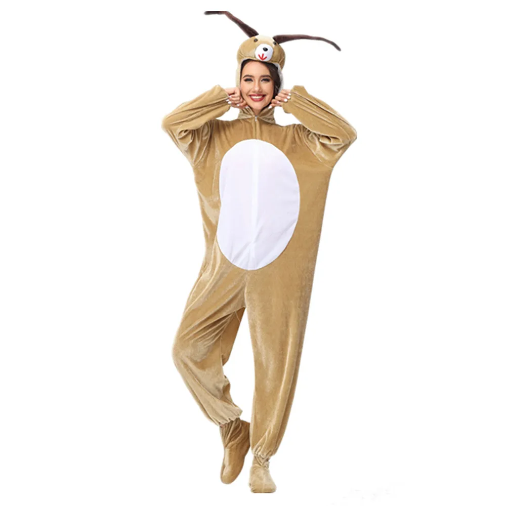 

Adult Halloween Animal Cosplay Costumes For Women Carnival Party Stage Performance Cute Goat Hooded Jumpsuits Costumes