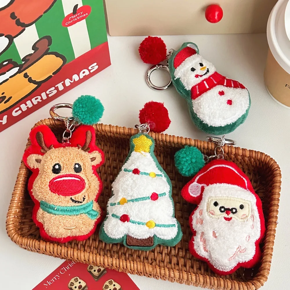 

Cute Soft Plush Christmas Keychain Creative Snowman Elk Santa Clause Keyring For Women Men Handbag Pendants DIY Festival Gifts