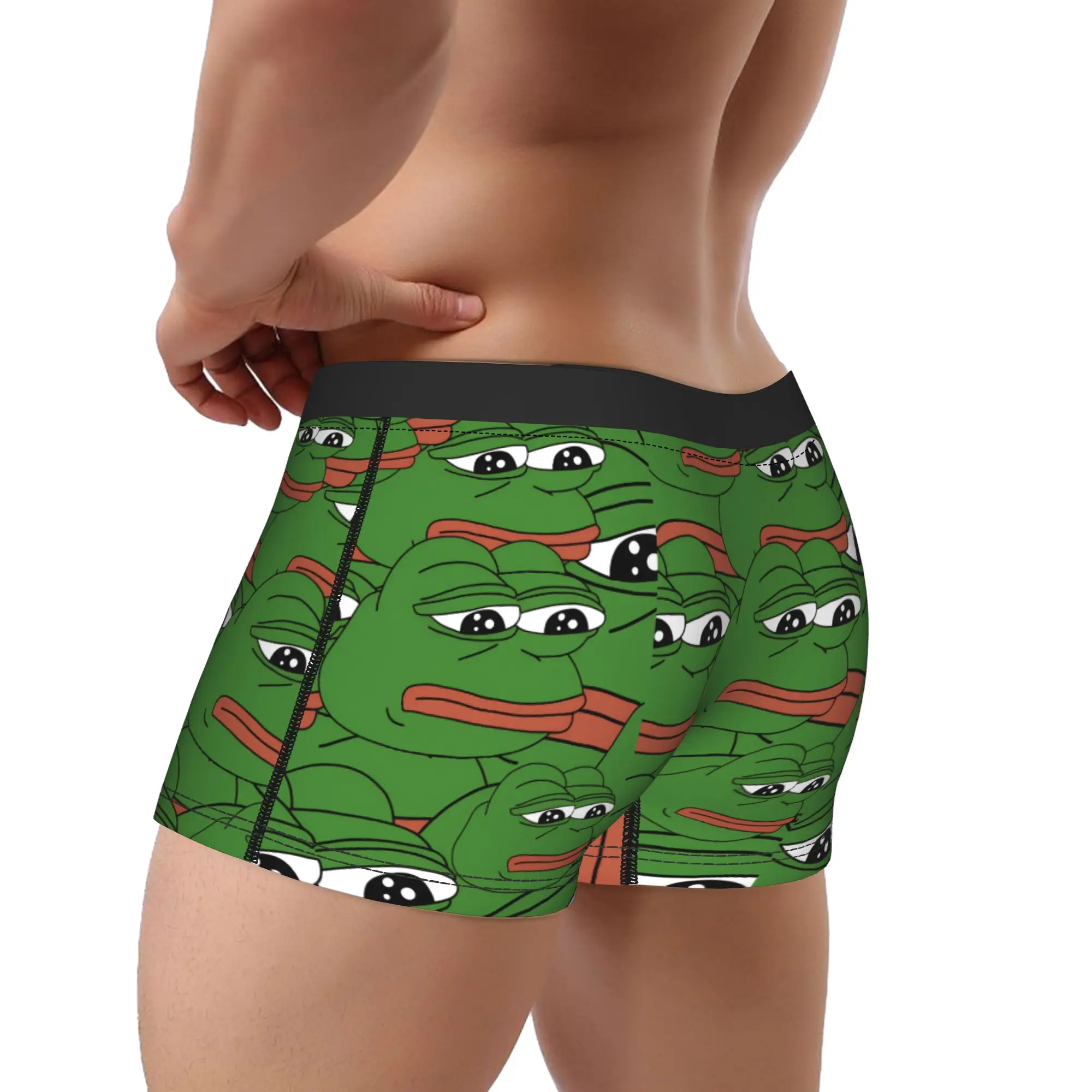 Sad Pepes frog Boxer Shorts  Pouch Underwear Hot Sale Printed Boxer Brief Soft Trend Males Underpants Big Size