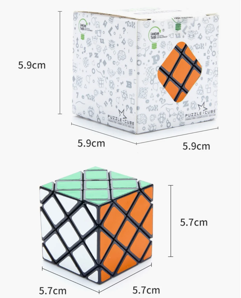 LanLan-Professional Magic Cube Velocidade Puzzle, Antistress Brinquedos, 8 Eixos, hexaedro, 6 Superfície, Twisty, 4 Camadas Skewbed, Presente