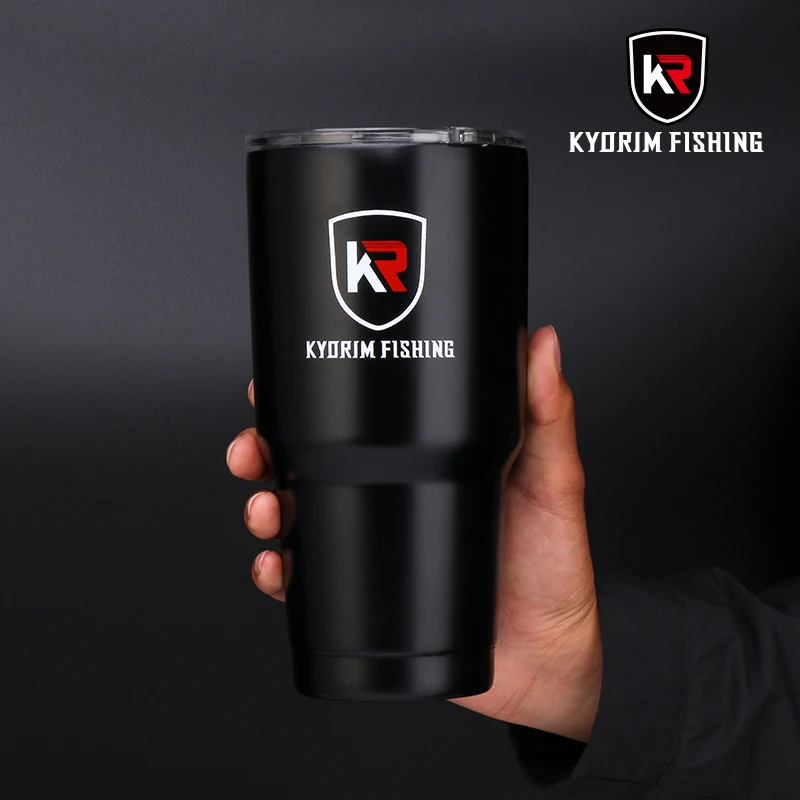 KYORIM Insulating Water Cup,304 Stainless Steel, Double-Deck，Matte Black Color，Thermal Insulation，900ml Capacity，Coffee Life