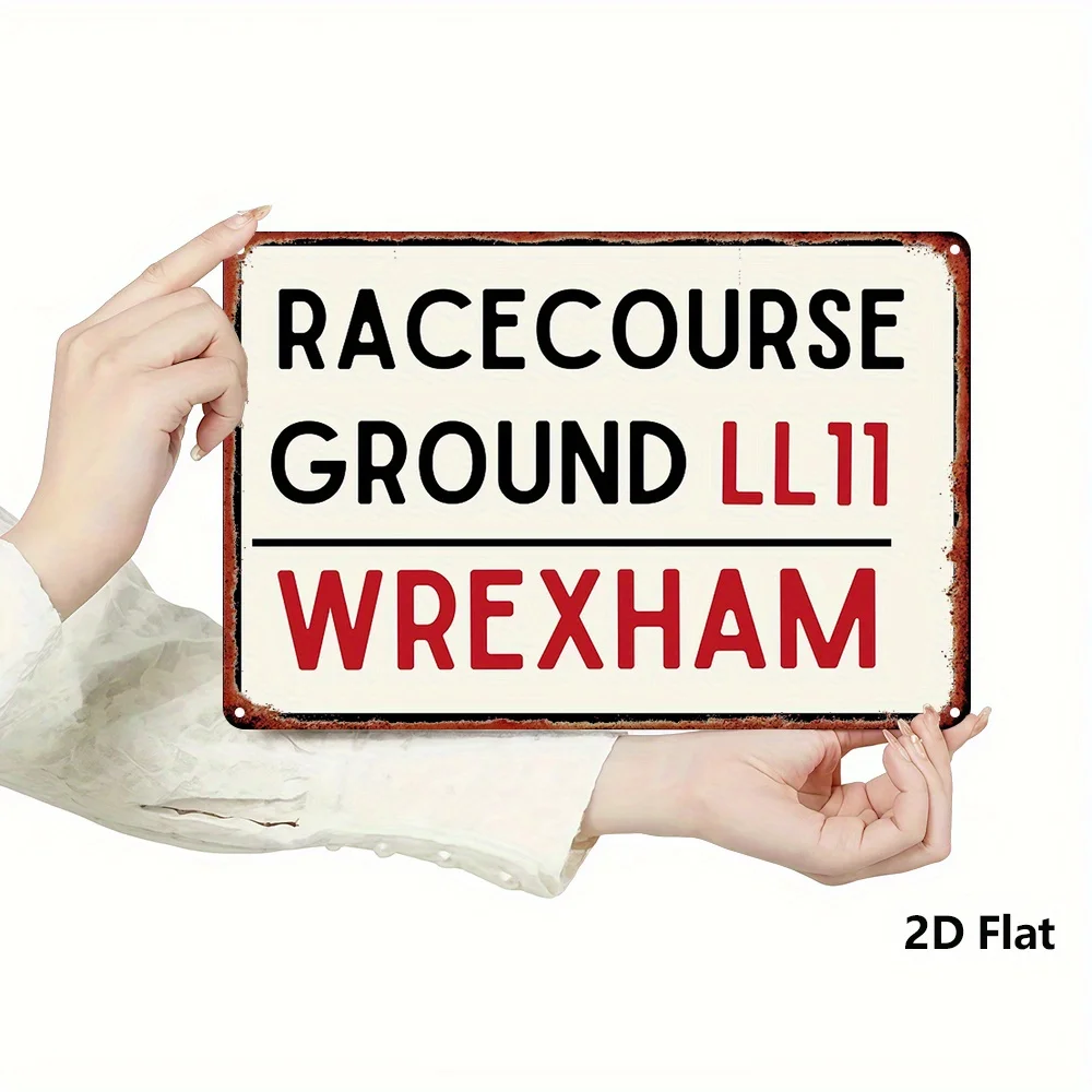 Wrexham Racecourse Ground Address Tin Sign - Vintage Durable Metal Plaque Wall Decor, Football Sports Home Office Bar Man Cave W