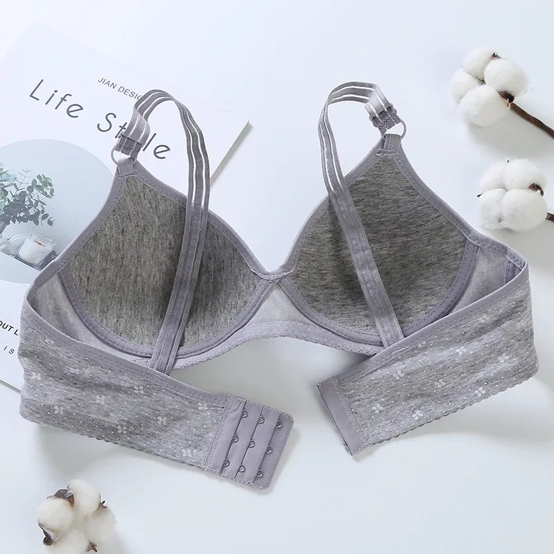 Cotton Soft Bra for Women B Cup No Steel Ring Comfort Thin Cup Sexy Little Flowers Push Up Brassiere Sweet Girl Lingerie Bra