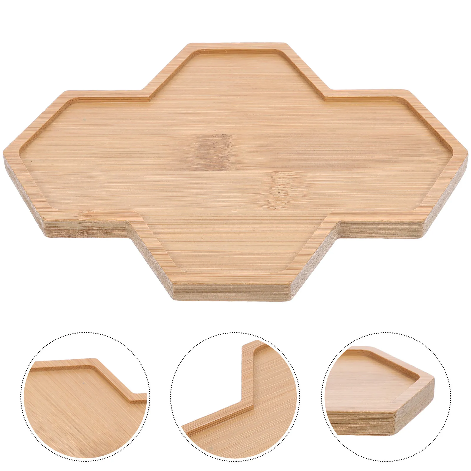 Cross Shaped Bamboo Fruit Serving Tray Rustic Snack Platter Dessert Plate Multi Functional Serving Board Party Table Display