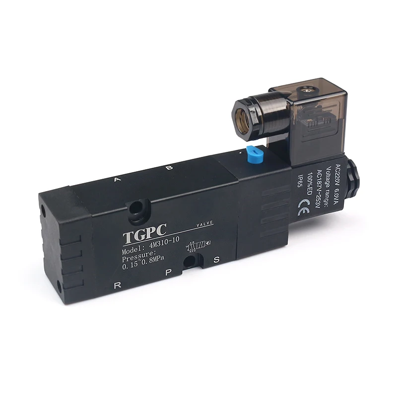 

4M310-10 5-ходовой, 2-позиционный, 1/4, 3/8 дюйма, 12 В постоянного тока и несколько напряжений, пневматический электромагнитный клапан с резьбой NPT, 5/2-ходовой