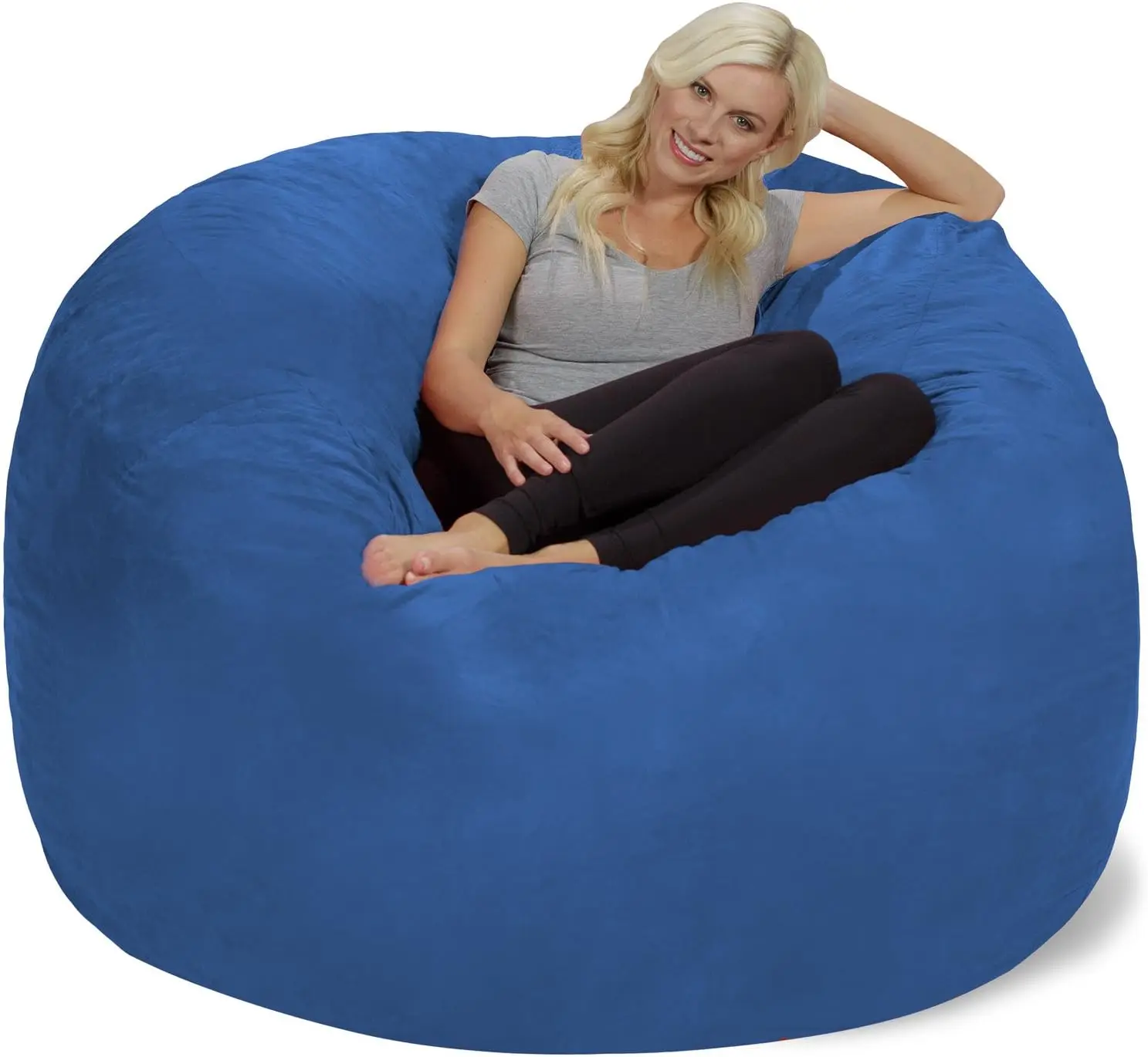 Bean Bag Chair: Giant 6' Memory Foam Furniture Bean Bag - Big Sofa With Soft Micro Fiber Cover, Royal Blue