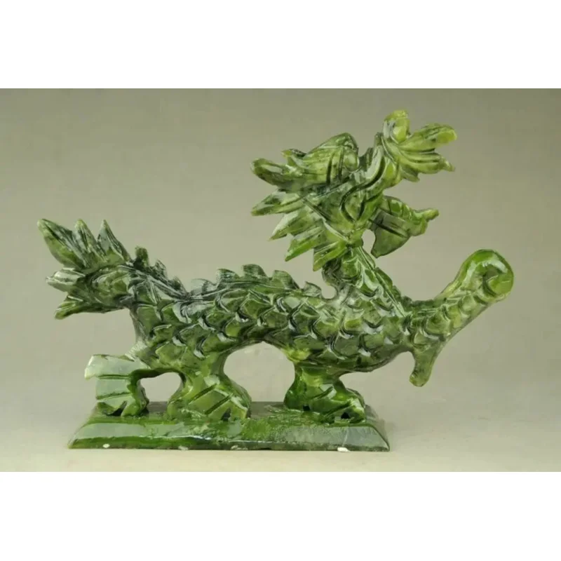 

100% Exquisite Natural Jade Handmade Hand-Carved Dragon Statues