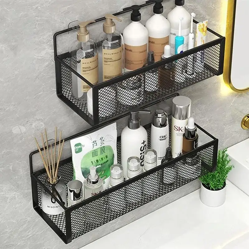 Bathroom Storage Rack No Drilling Required Adhesive Rustproof Shower Organizer Holds Soap Shampoo Cosmetics Toiletries