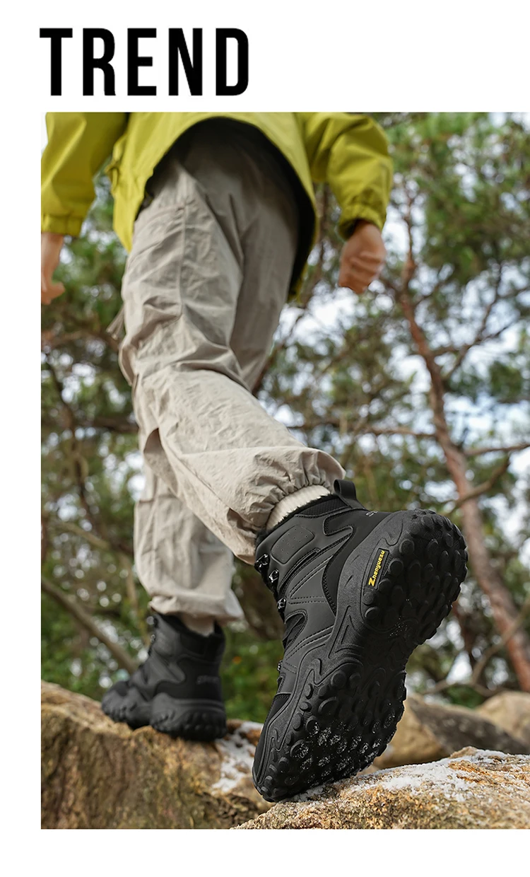 Herbst- und Winter-Herren-High-Top-Schuhe in Übergröße, Outdoor-Fleece-gefütterte Warme Schneesportschuhe, mit Komfortablem und Hautfreundlichem Futter, Hervorragender Griffigkeit, Geeignet für Outdoor-Aktivitäten und den Täglichen Arbeitsweg – Detail 2