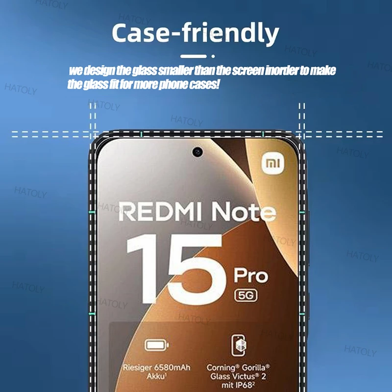 2/4 قطعة واقي للشاشة لهاتف Xiaomi Redmi Note 15 Pro 5G زجاج مقسى عالمي Redmi Note 15 Pro 5G زجاج واقي غراء كامل #2