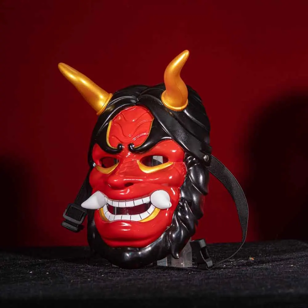 Japanese Prajna Ninja Mask Cosplay Demon Oni Samurai Kabuki Hannya Half Face Masks Halloween Carnival Party Costume Props 3