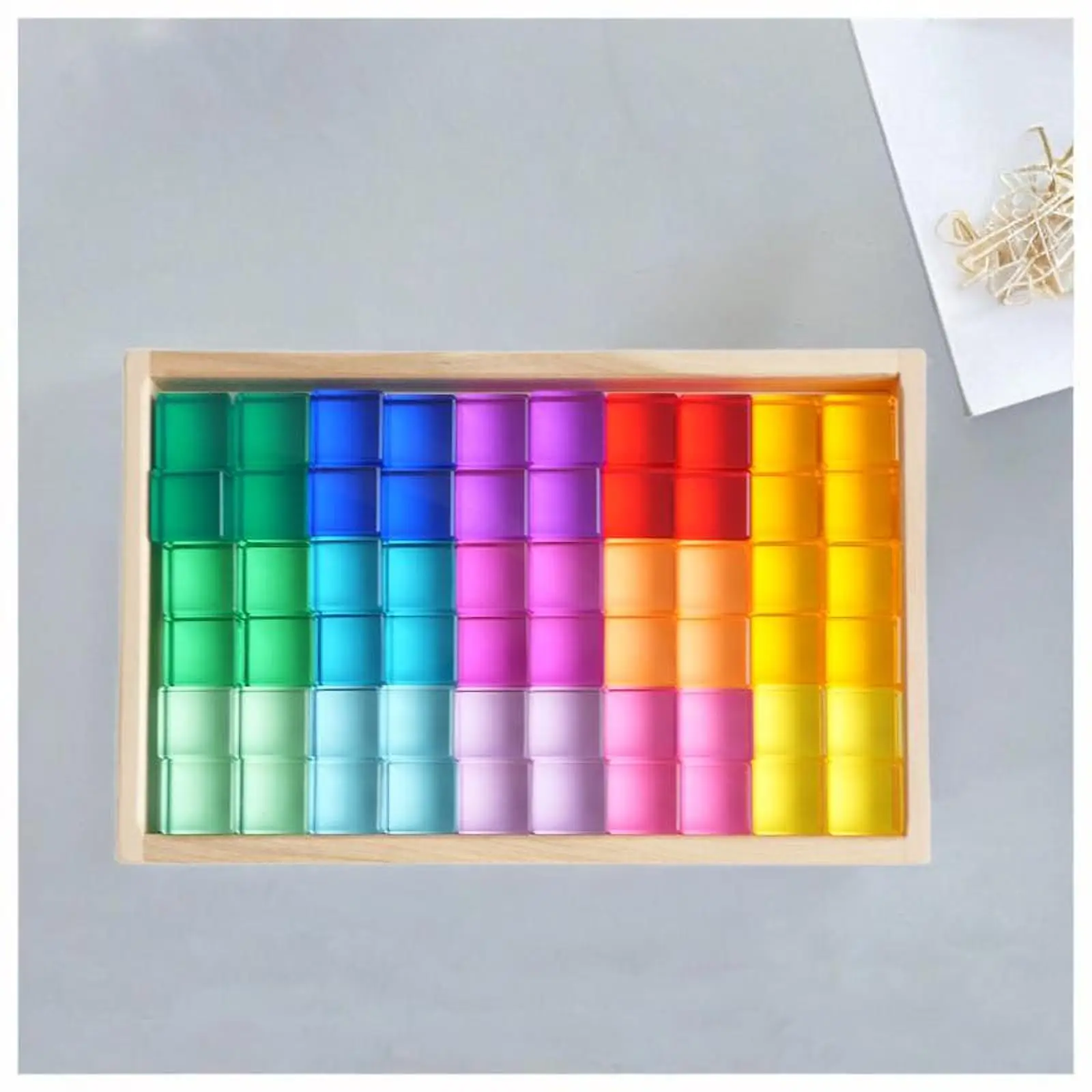 

60x Rainbow Acrylic Cubes Blocks Sensory Training Toys for Children Kids