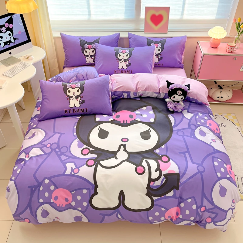 Duvet Cover Kuromi Fashionable Design Soft and Comfortable Holiday Gift for Boys and Girls College Dormitory Bed Decoration