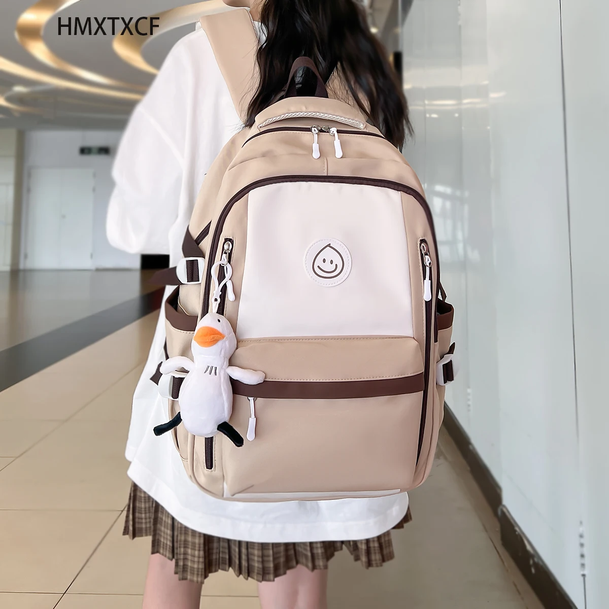 New Backpack for Women Cute Multi-Pocket Solid Color Fashion Simple Backbag Cute Girl School Bag Daily Shopping Travel