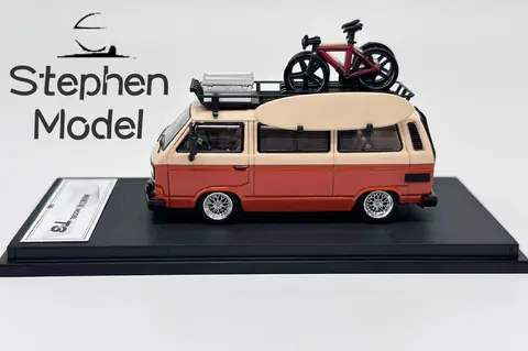 Mortal 1:64 T3 Van Lowrider-stil med cykelhållare på taket Diecast modellbil 6 best sales lowrider modellbil - №6