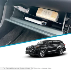 For Toyota Highlander Crown Kluger 2022 Car Co-pilot Glove Box Clapboard Interior Storage Box Partition Traying Auto Accessories