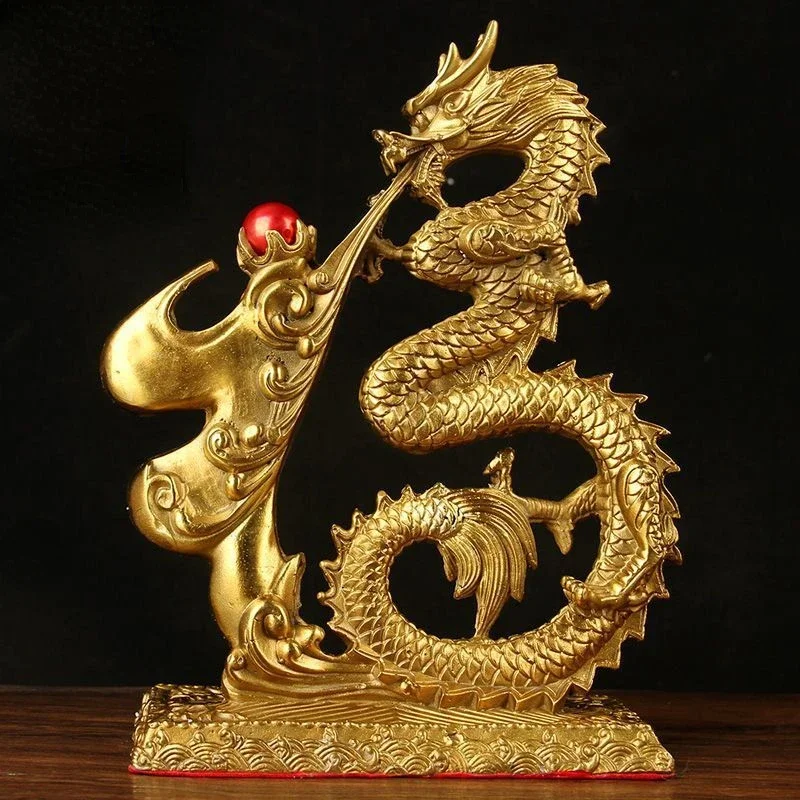 

Fengshui Copper Dragon Decoration Pure Copper Dragon Crafts Living Room Office Chinese Five Claw Gold Dragon Decoration