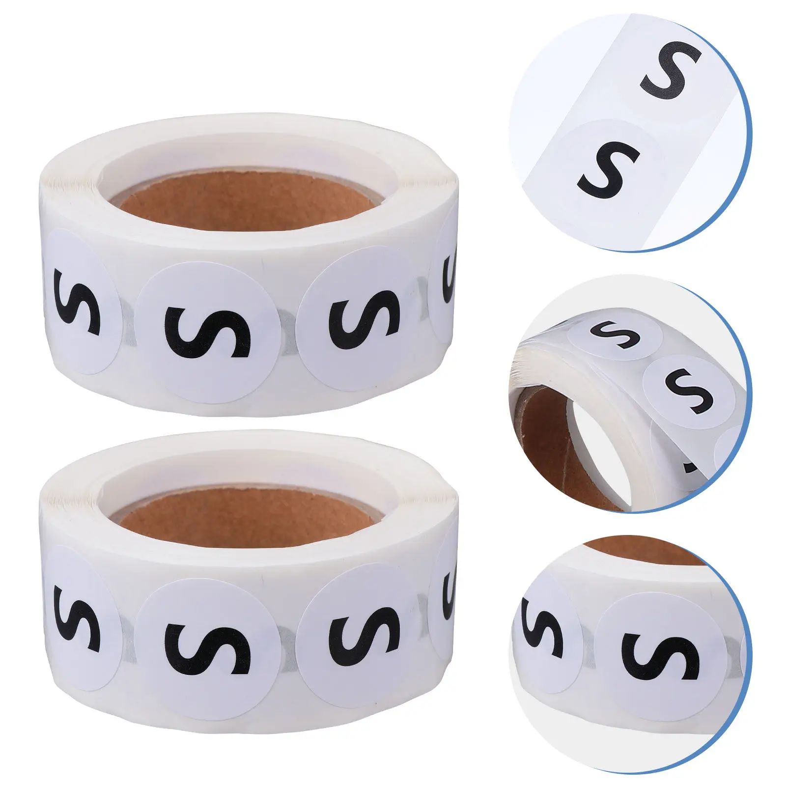 2 Roll Clothing Size Round Sticker Label Safe Adhesive Premium Quality Solid Beautiful Font for Shirts Pants Sweaters Coats Hats
