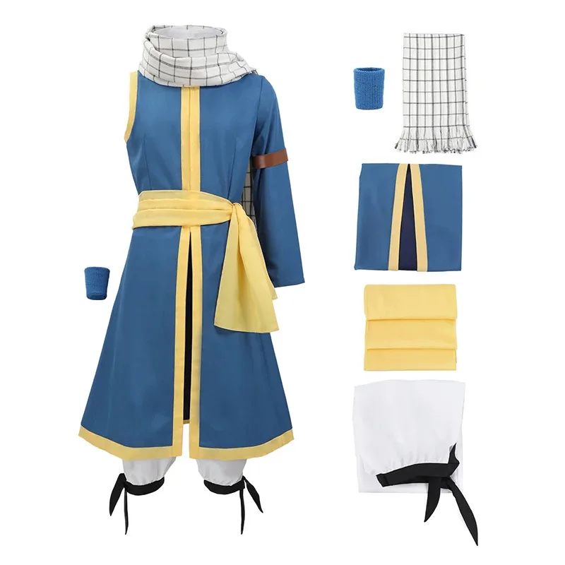 DAZCOS Natsu disfraz de Cosplay para hombre talla estadounidense conjunto completo con bufanda muñeca Halloween