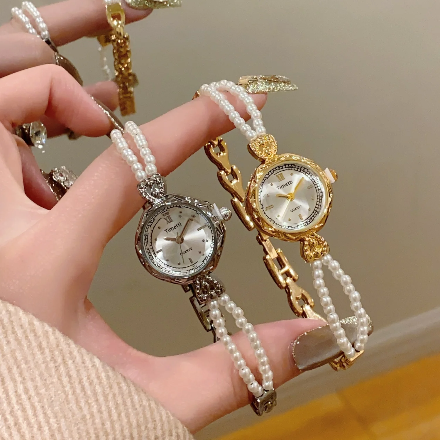 Lucky Pearls Bracelet Strap Watches For Woman Elegant Round Dial Women Quartz Watch Ladies Wristwatches Lovers Gift Relgio