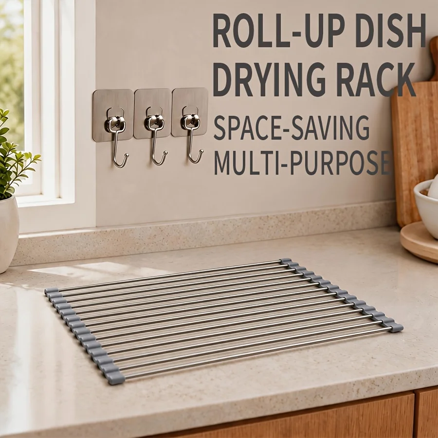 1PC Folding Roll Sink Drainer Shelf Bowl Dish Storage Holder Food Washing Rack Hot Pot Insulator Pad Kitchen Accessories Organiz view 5