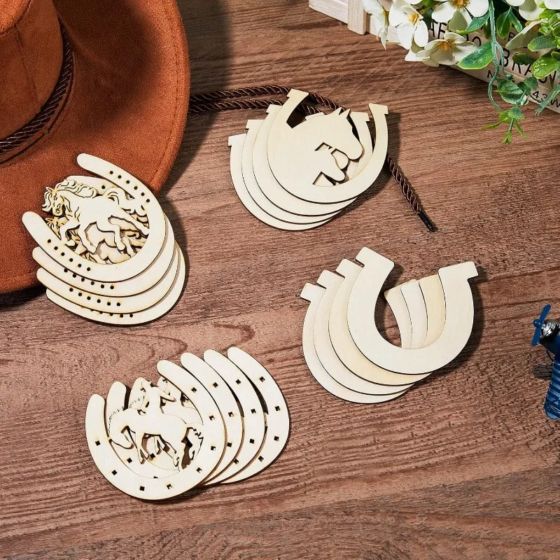 

24 шт. деревянных заготовок подков для поделок, неокрашенные деревянные подковы, рождественский декор в ковбойском стиле, украшения для вечеринок в стиле вестерн, поделки своими руками
