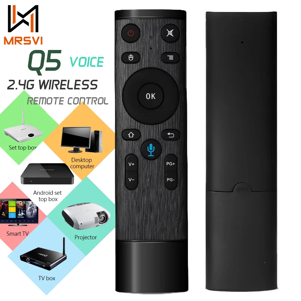 Air Mouse Remote Q5 2.4G Wireless Voice Remote Control for Smart TV Android Box Projector