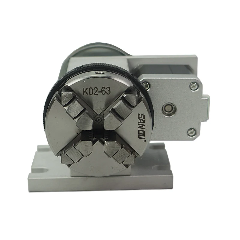 CNC 4th Axis Rotary Axis Tailstock MT2 65MM Center Height 54mm 4 Jaw Chuck NEMA 17 Motor Speed Reducing Ratio 4:1 for CNC Router