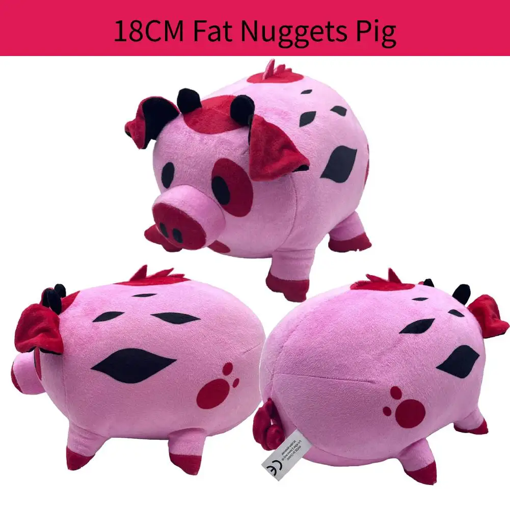 Fat Nuggets Porco Plush Cosplay Adereços, Mascote macio recheado, Halloween Party Decor, Hazbin Fantasy, Natal e presente de aniversário para criança, 18 centímetros