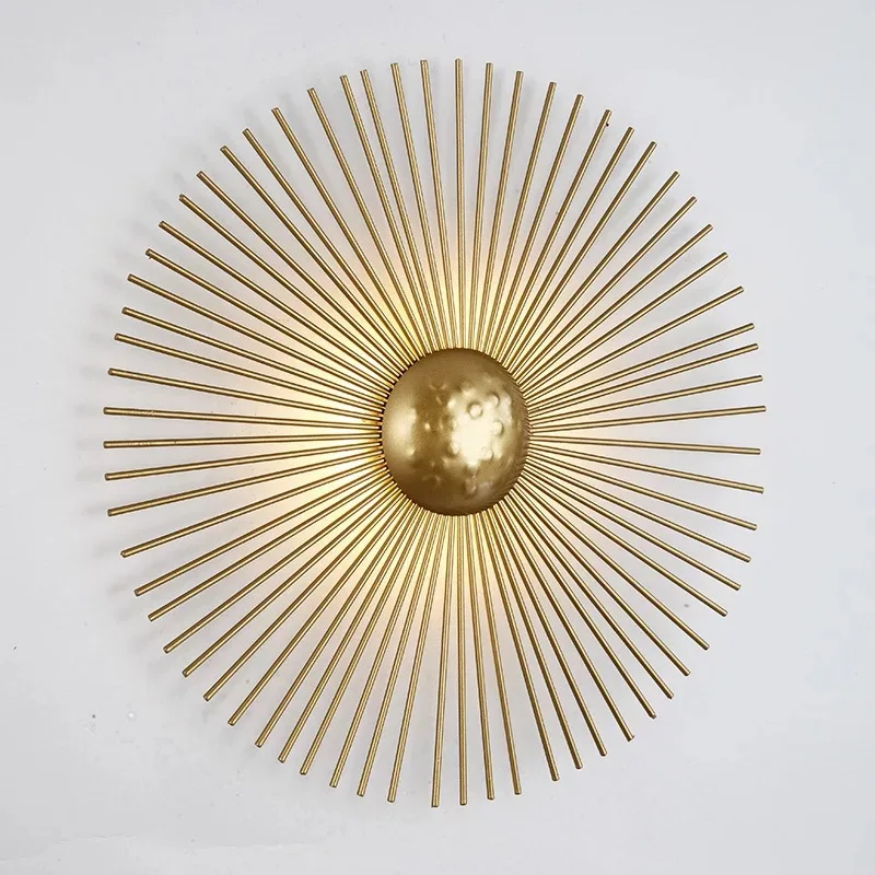 Imagem -02 - Lâmpadas de Parede Led de Metal Circular Dourado Sunsconce para Quarto do Foyer Decoração Home Dourada Moderna Luminária Viva Luxo