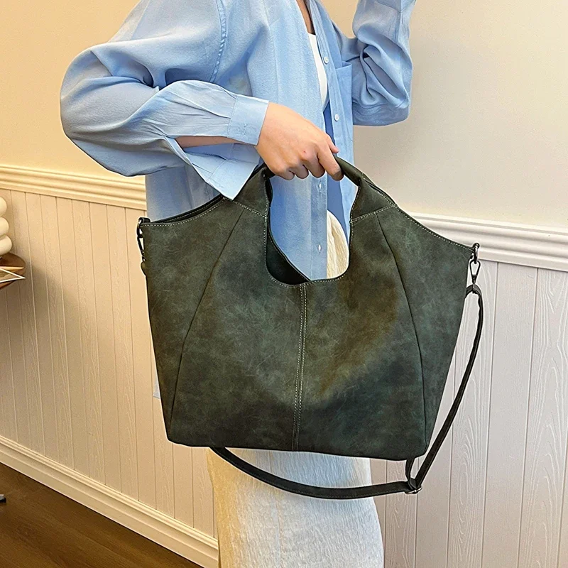 

Vintage Frosted leather Women Tote Bags High Quality Large Capacity Female Shoulder Crossbody Bag Luxury Girl Handbag Sac A Main