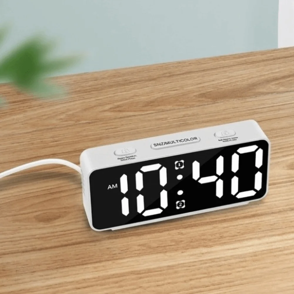 RGB Display Table Clock 12/24H Display Multi-functional Desktop Alarm Clock Adjustable 2 Set Alarms Digital Alarm Clock Table