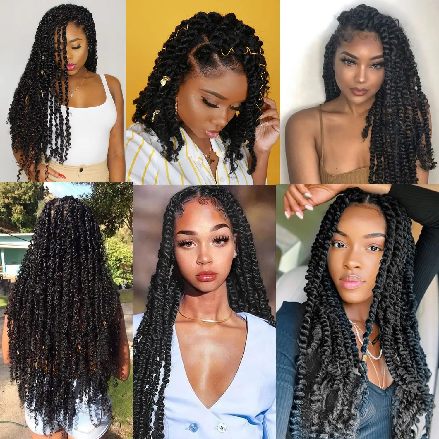 Rambut Crochet Passion Twist 22 Inci 7 Paket Rambut Crochet Gelombang Air untuk Wanita Kulit Hitam-Rambut Sintetis Kepang Bohemian Panjang