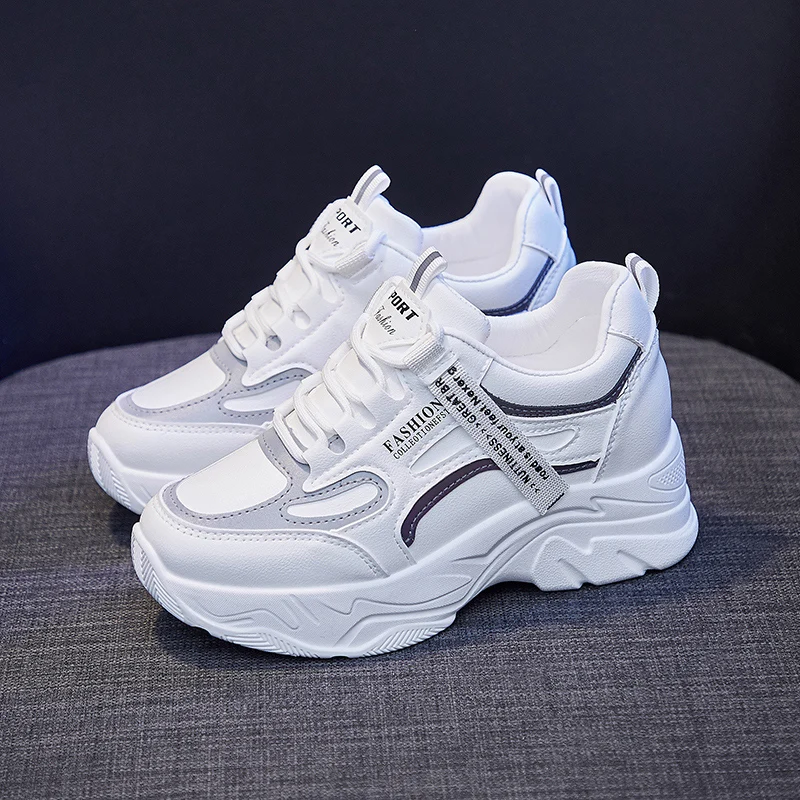 2022 new Brand Wedge Shoes Fashion designers white Sneakers Women leather thick-soled tennis Sports shoes woman Zapatillas Mujer