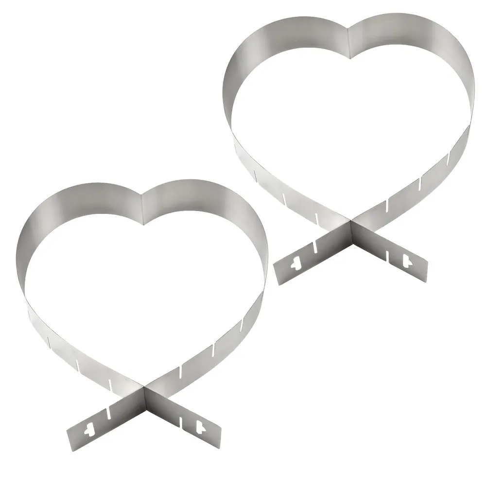 2Pcs Heart Shaped Adjustable Cake Mold Silicone Baking Mold for Family Baking Projects Elegant Design Easy Demoulding 6 Inch to