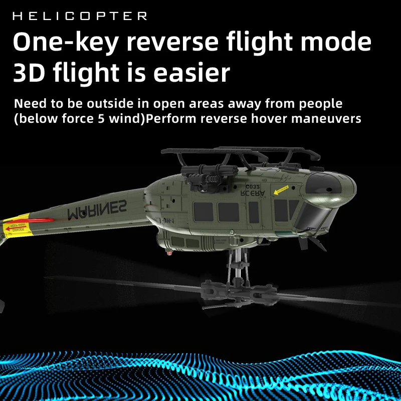 C032 UH-1 brushless RTF RC Elicottero Giroscopio a 6 assi One Click 3D Flip Posizionamento del flusso ottico UH1 modello di elicottero Hobby Toy